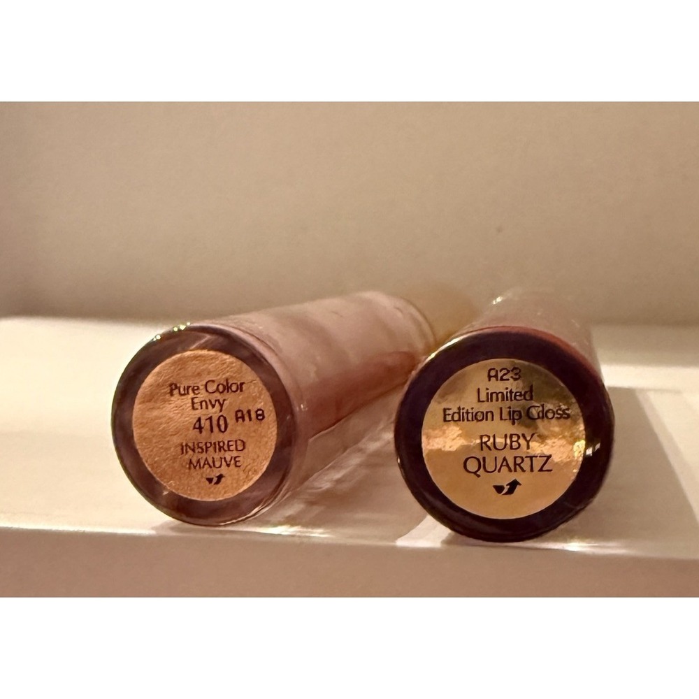 Estee Lauder Pure Color Envy Lip Gloss Set Ruby Quartz Inspired Mauve 2pc New - Picture 2 of 2